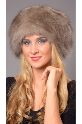 Grey fox fur hat 